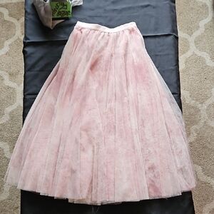 Women's Light Pink Layered Tulle Circle Skirt